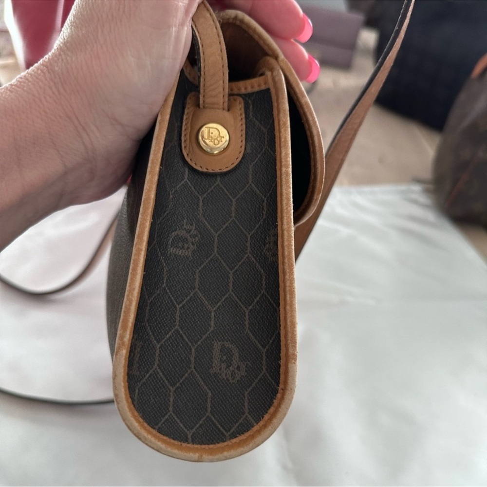 SALE Vintage Christian Dior Honeycomb Monogram Crossbody Flap Bag - Picture 4 of 8